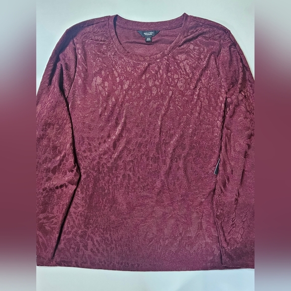 Simply Vera Vera Wang Blouse Womens XXL Burgundy Textured‎ Animal Print Fall Top - Picture 1 of 6